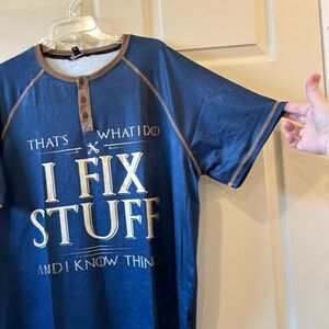 Blue and Brown Graphic T-Shirt